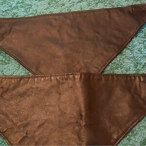 2-Black Genuine Leather Triangle Scarf/Bandana . Used for motorcycle riding.